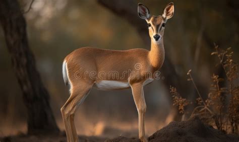 small antelope with white underparts.